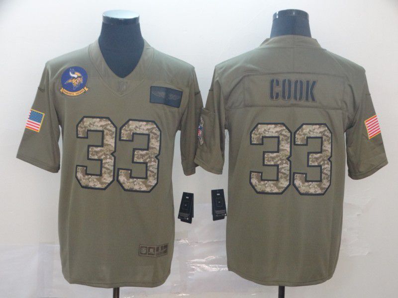 Men Minnesota Vikings #33 Cook green Nike Olive Salute To Service Limited NFL Jersey